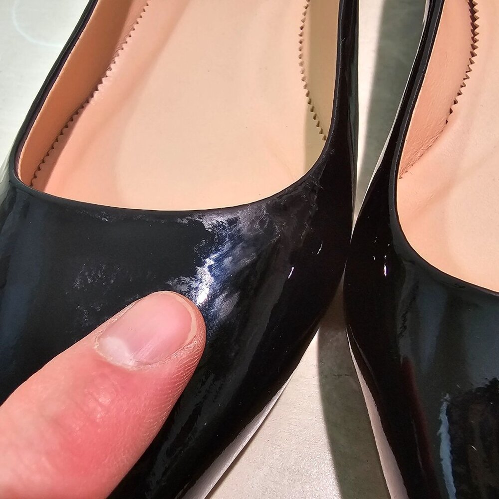 J.Crew Women Sz 11 Black Patent Leather Pointy Toe Flats Classy Chic Dressy Shoe - Picture 12 of 12